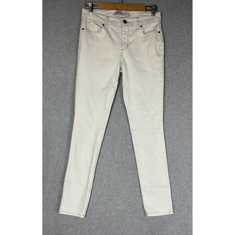 Vintage America Jeans Womens 6/28 High Rise Wonderland Skinny Leg Ivory Denim